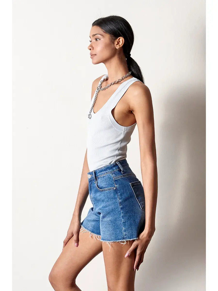Maxlyn Midi Stretch Denim | Shorts — view 3