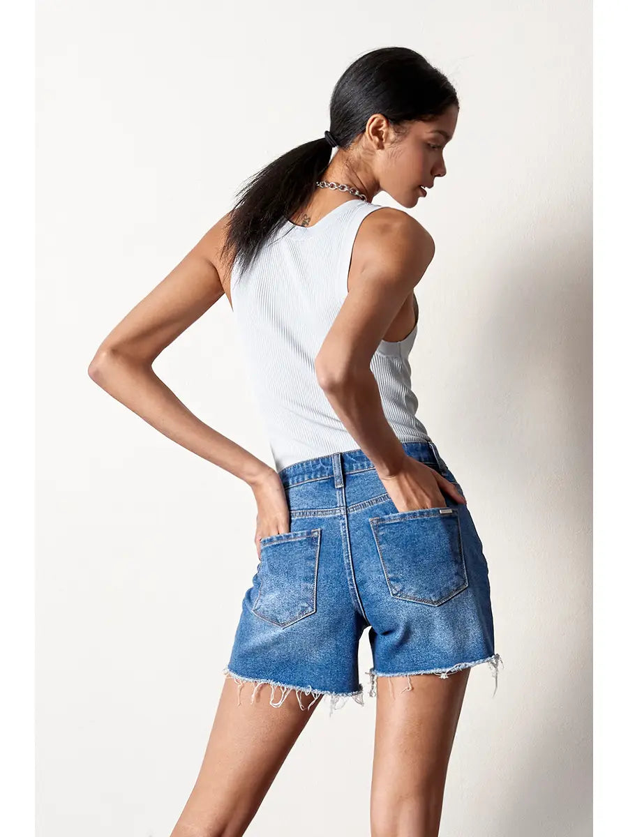 Maxlyn Midi Stretch Denim | Shorts — view 4