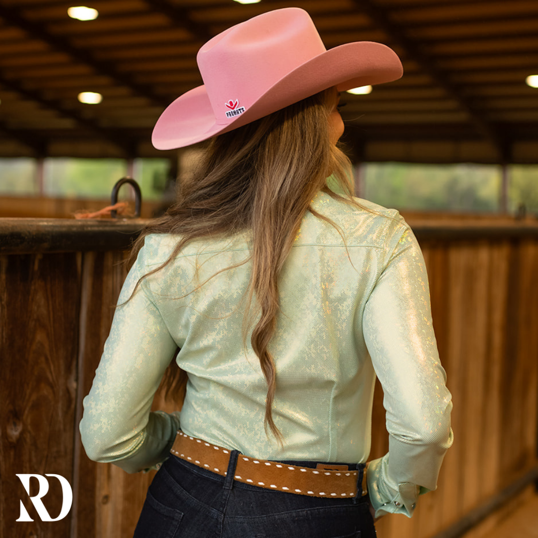 Mint Sparkle Performance Rodeo Shirt — view 2