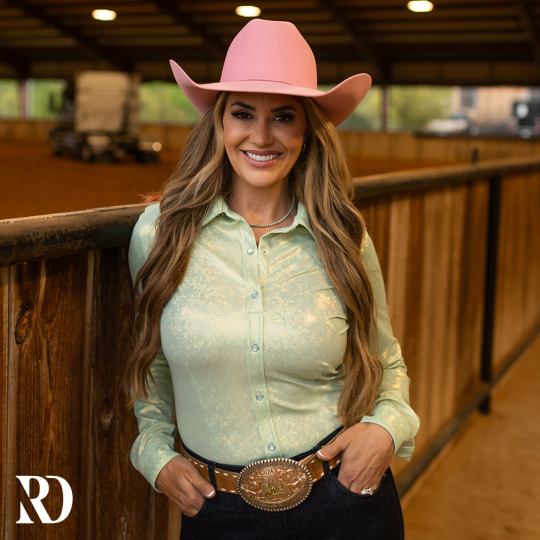 Mint Sparkle Performance Rodeo Shirt