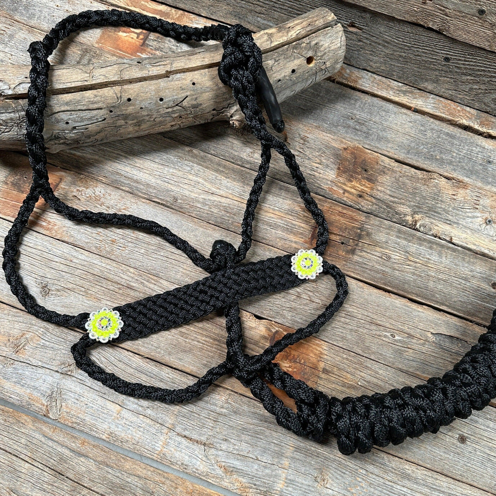 Black and Neon Yellow Mule Tape Halter - #MT117