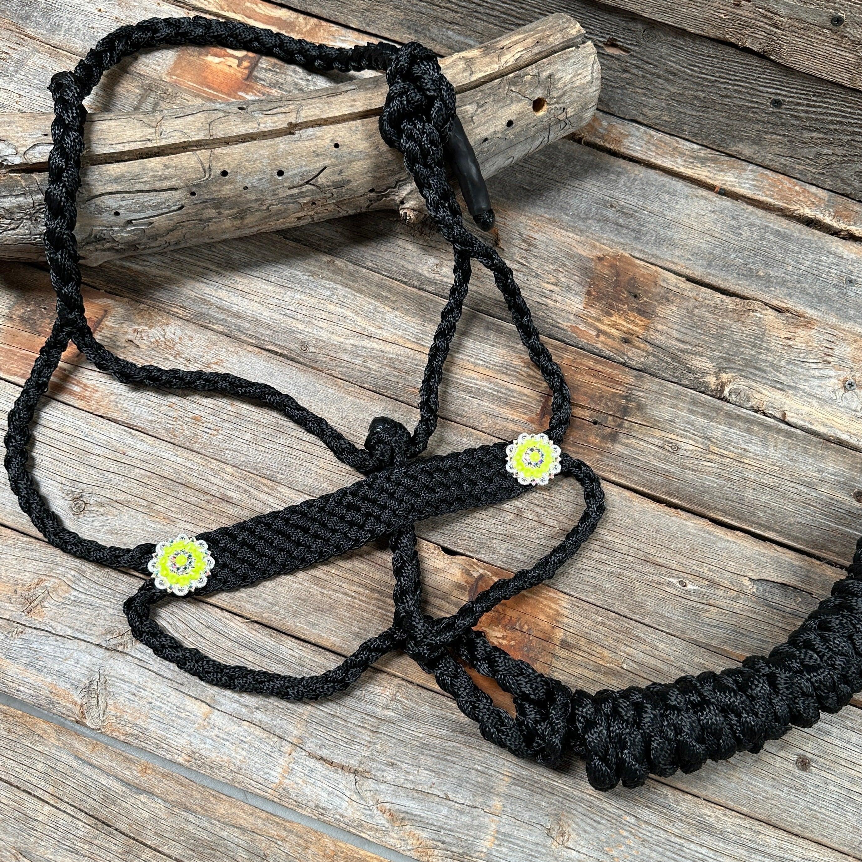 Black and Neon Yellow Mule Tape Halter - #MT117