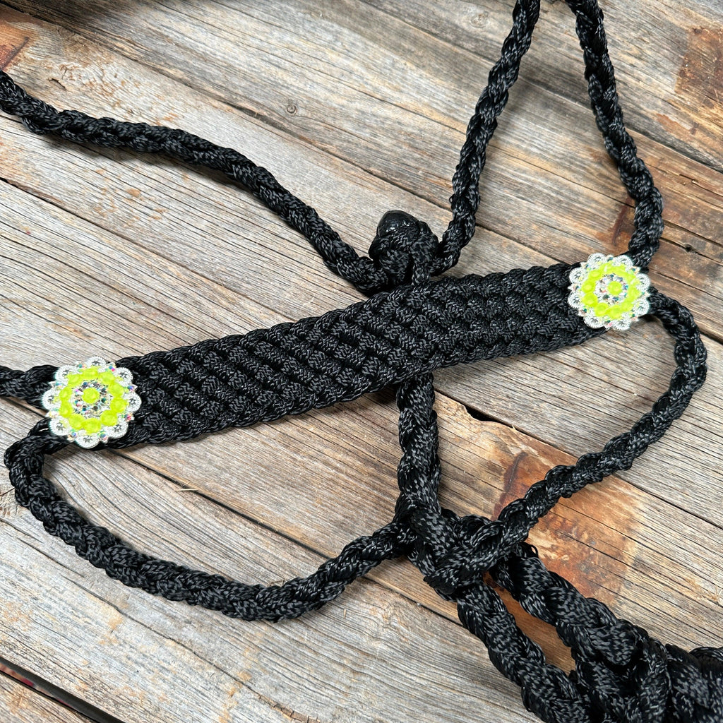 Black and Neon Yellow Mule Tape Halter - #MT117 — view 2