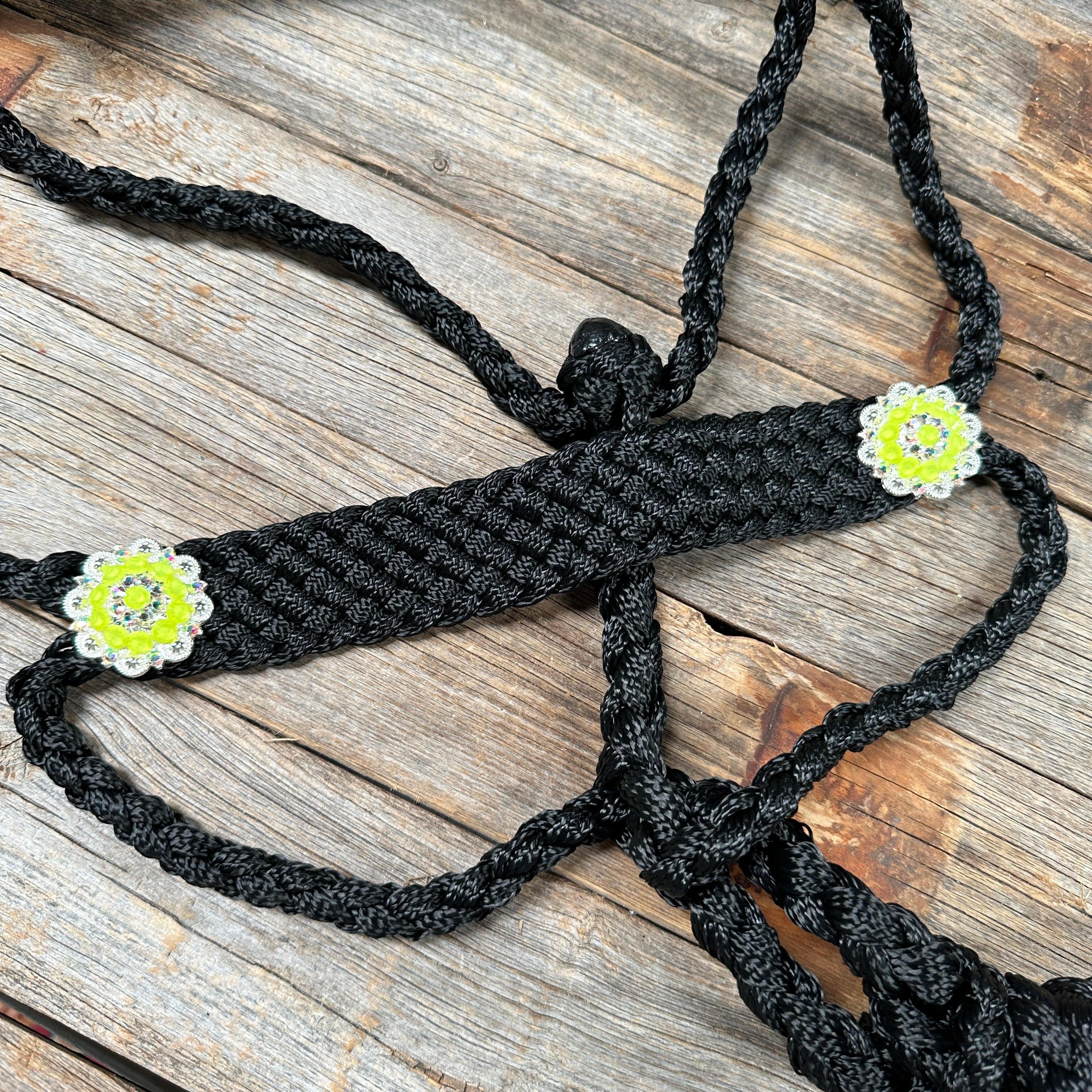 Black and Neon Yellow Mule Tape Halter - #MT117 — view 2