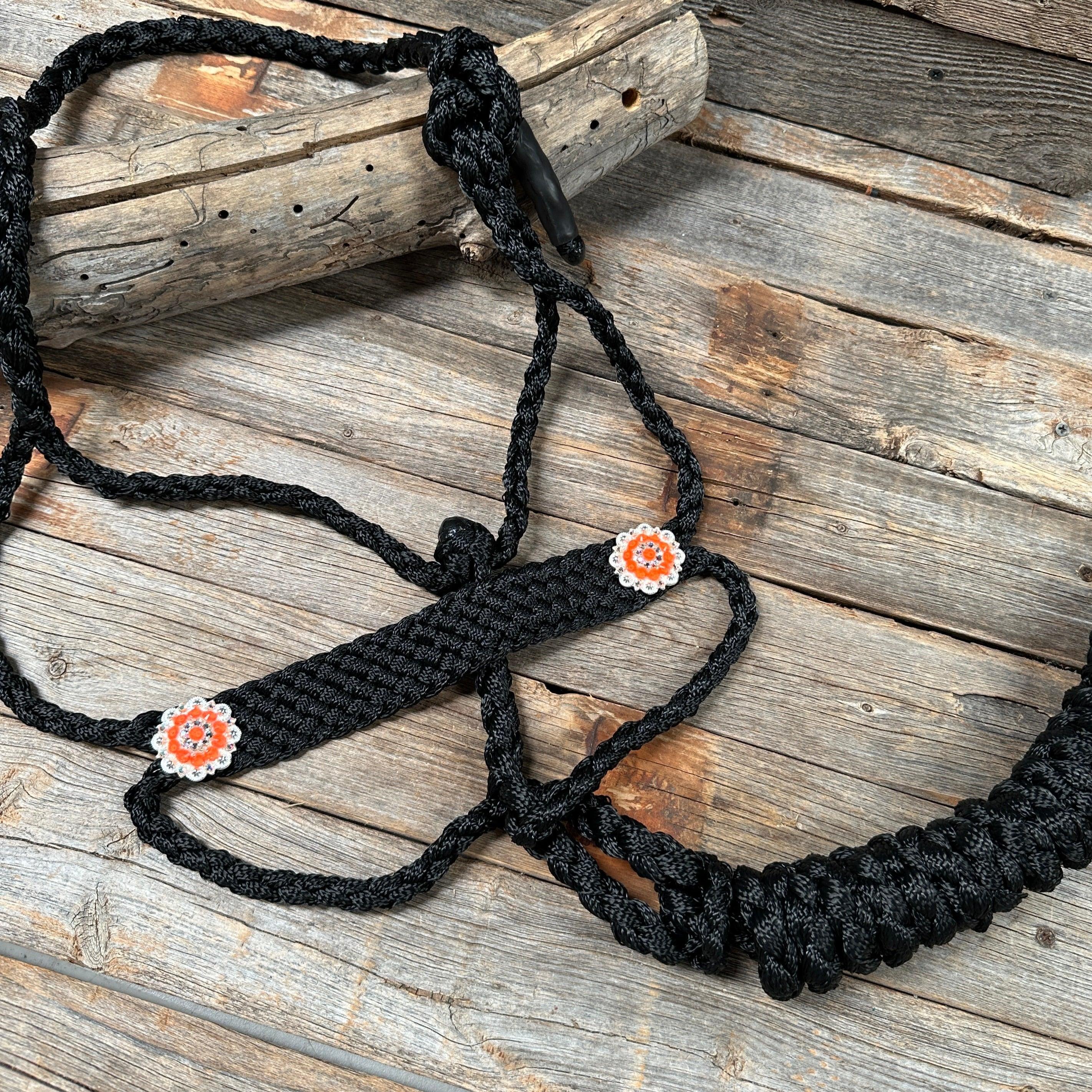 Black and Neon Orange Mule Tape Halter - #MT118