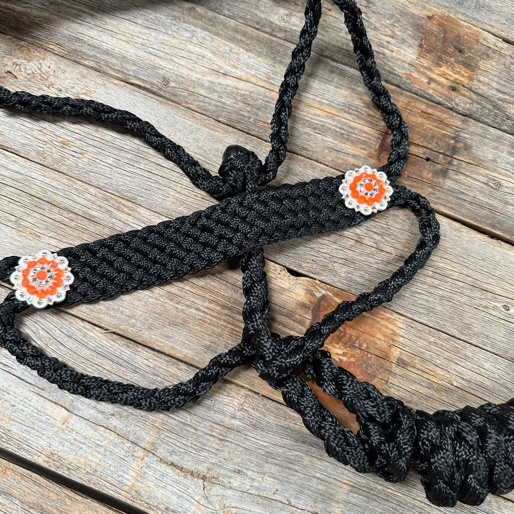 Black and Neon Orange Mule Tape Halter - #MT118 — view 2