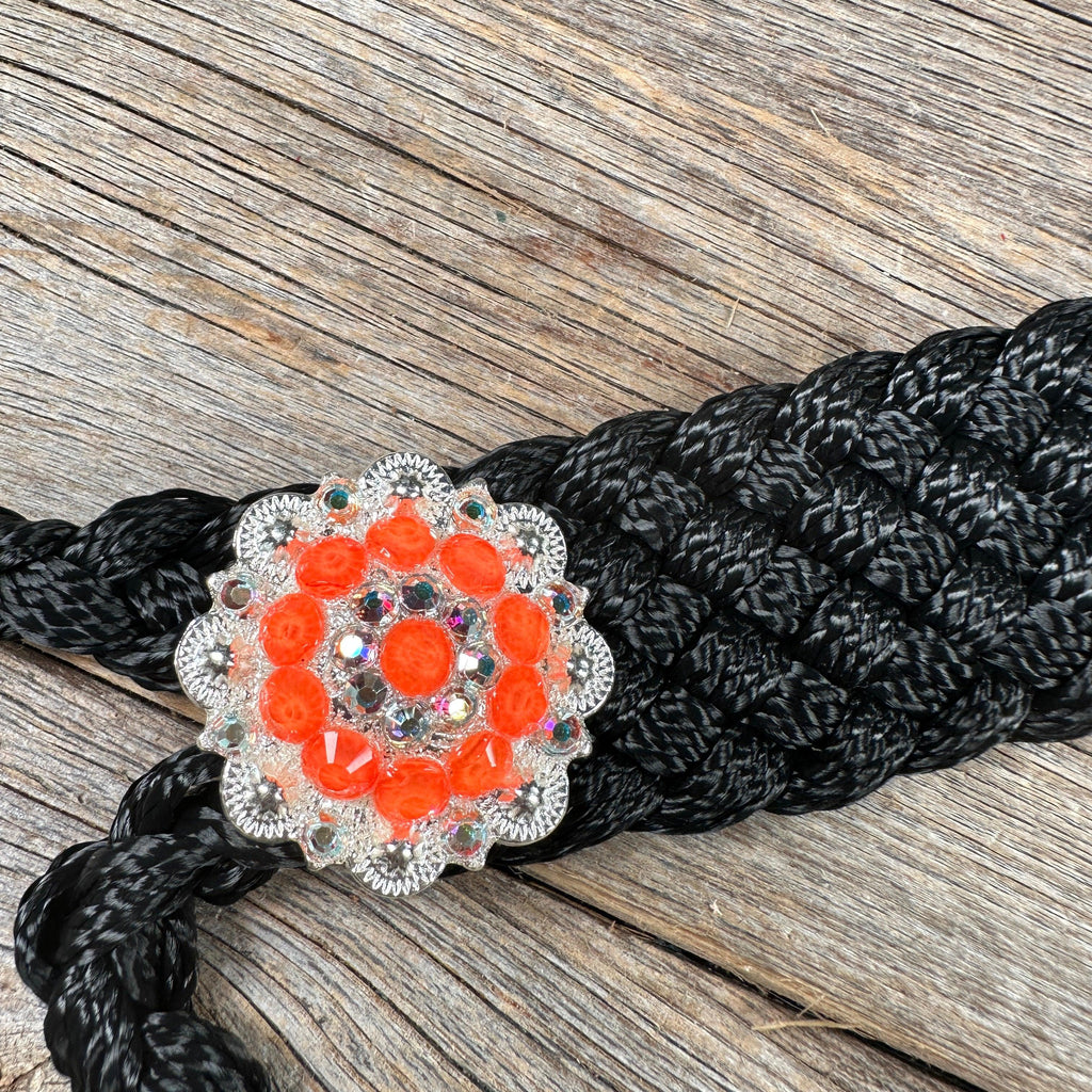 Black and Neon Orange Mule Tape Halter - #MT118 — view 3