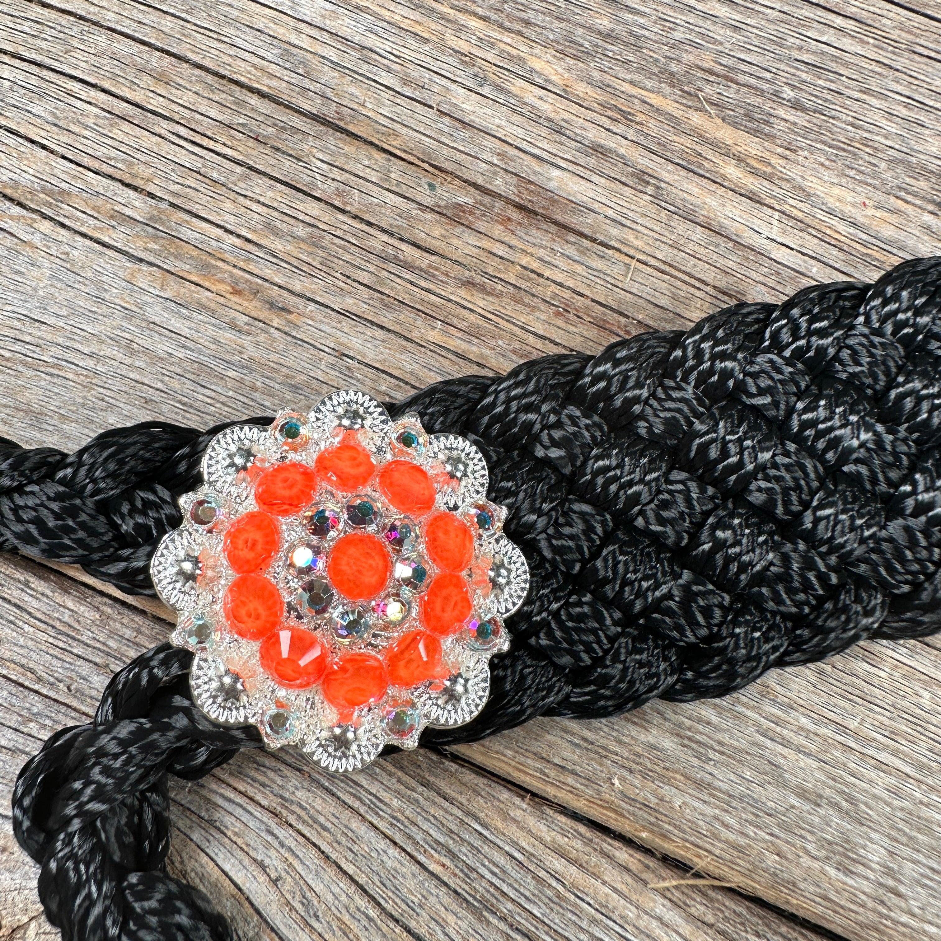 Black and Neon Orange Mule Tape Halter - #MT118 — view 3