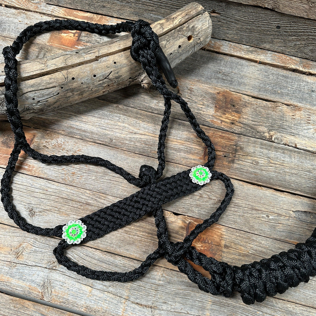Black and Neon Green Mule Tape Halter - #MT119