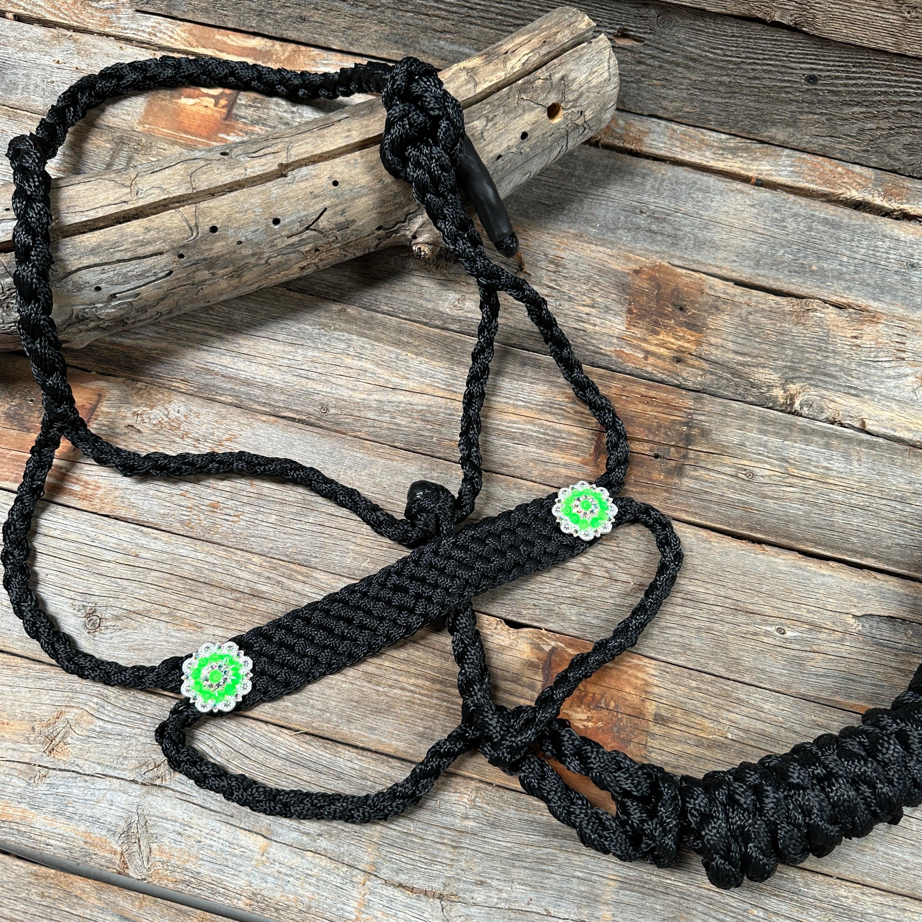Black and Neon Green Mule Tape Halter - #MT119