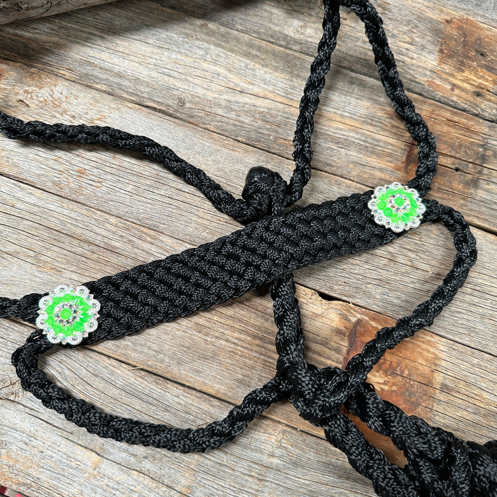 Black and Neon Green Mule Tape Halter - #MT119 — view 2