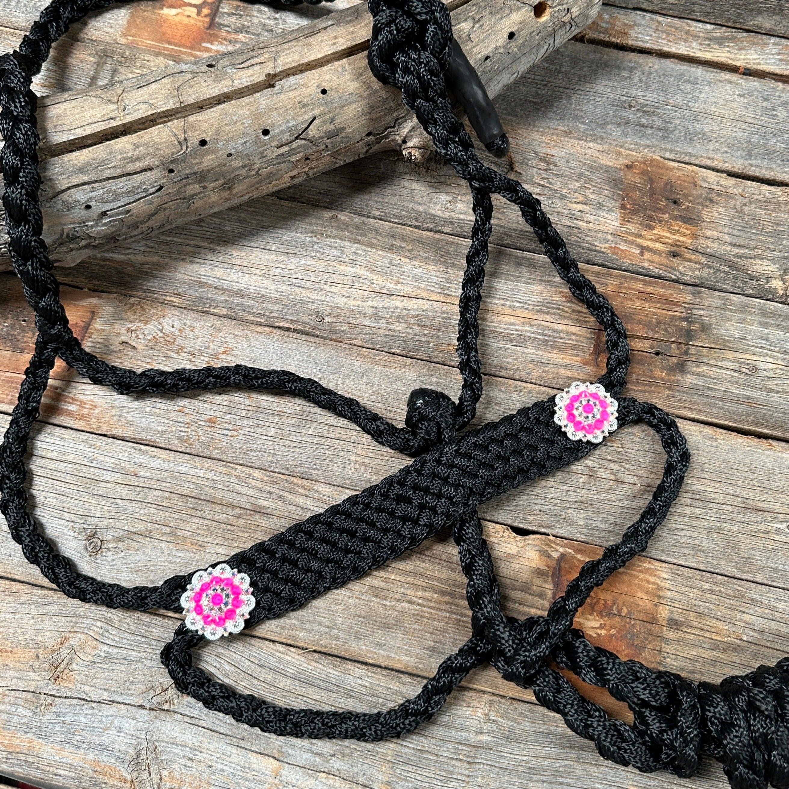 Black and Neon Pink Mule Tape Halter - #MT120
