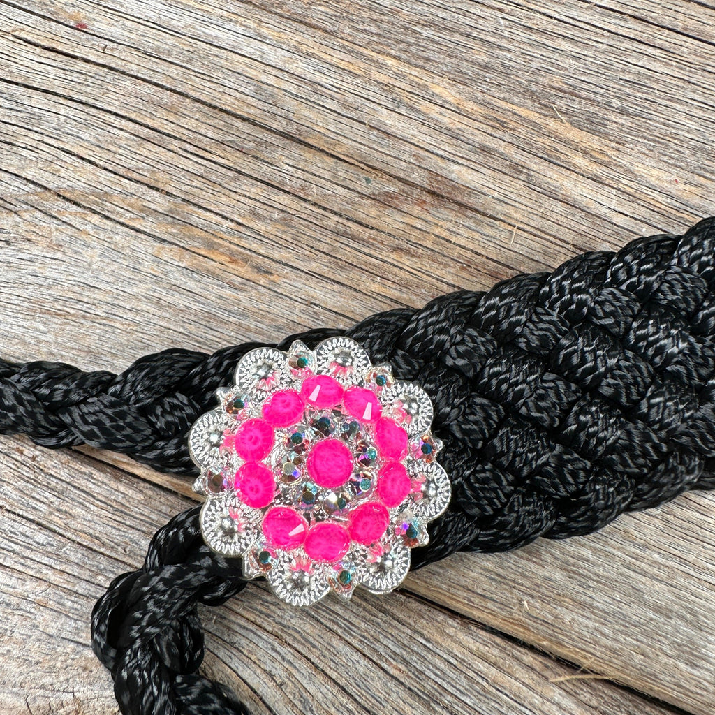 Black and Neon Pink Mule Tape Halter - #MT120 — view 3