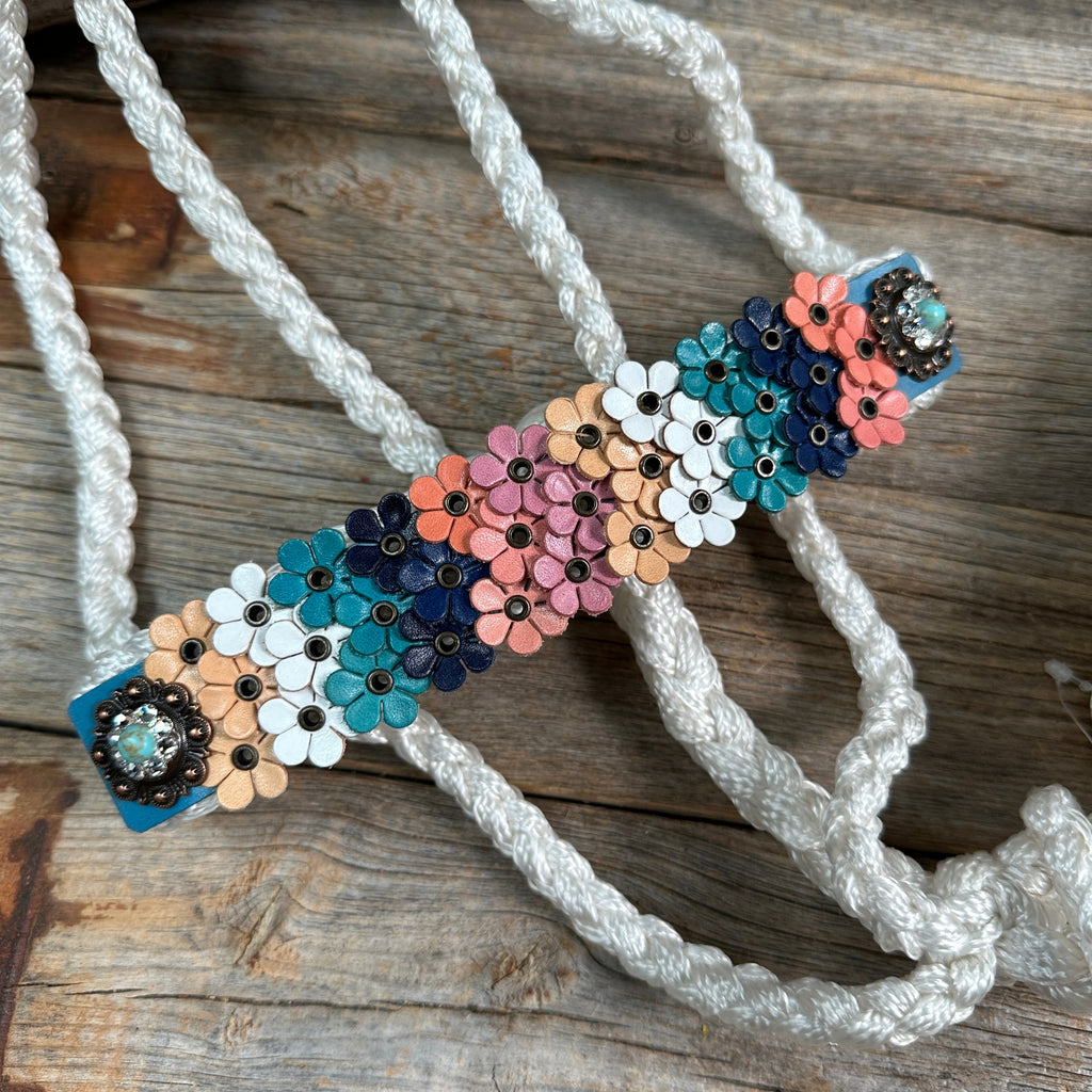 White Mule Tape Halter - Multi Floral and Turquoise #MT231 — view 2