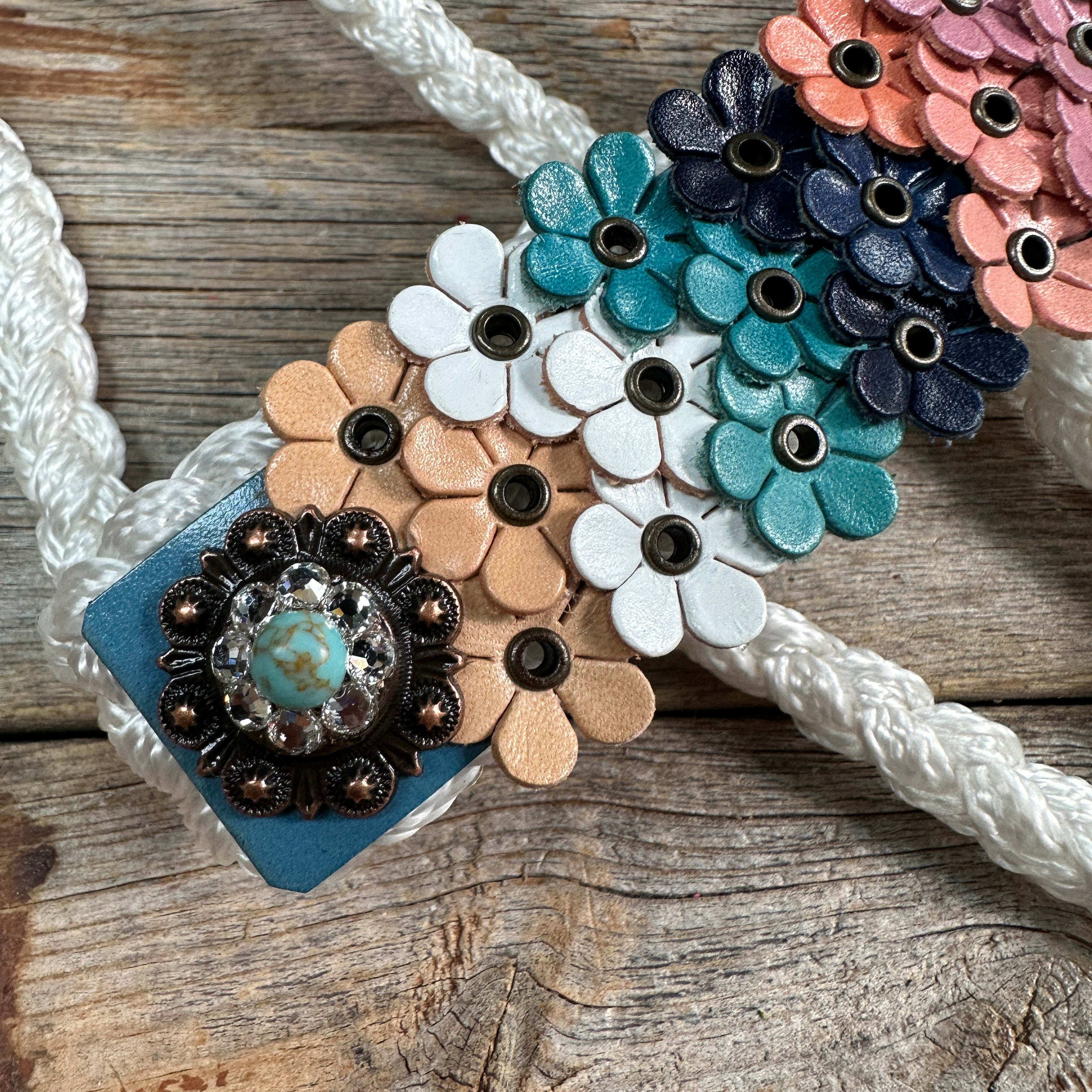 White Mule Tape Halter - Multi Floral and Turquoise #MT231 — view 3