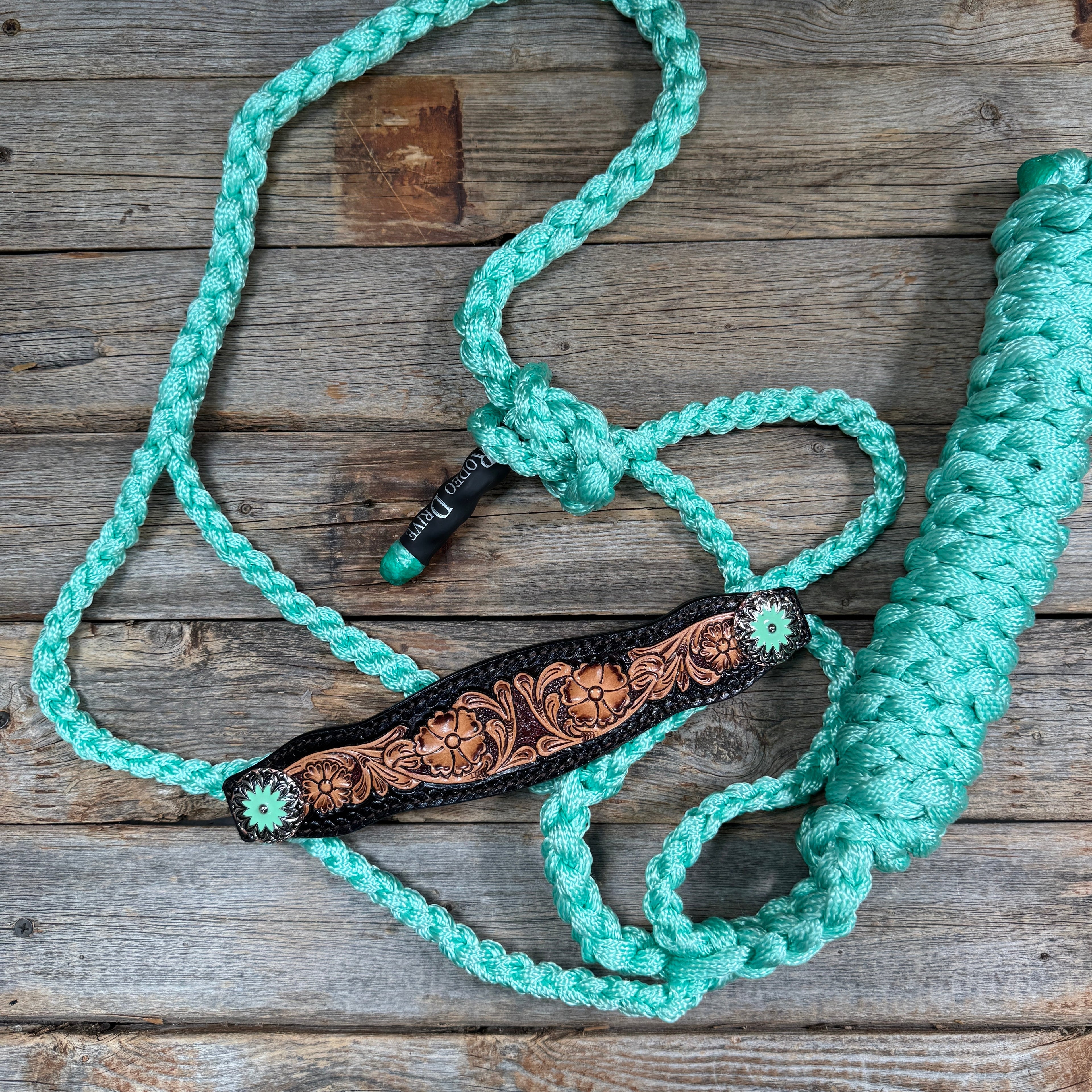 Turquoise Mule Tape Halter - Floral and Western #MT256