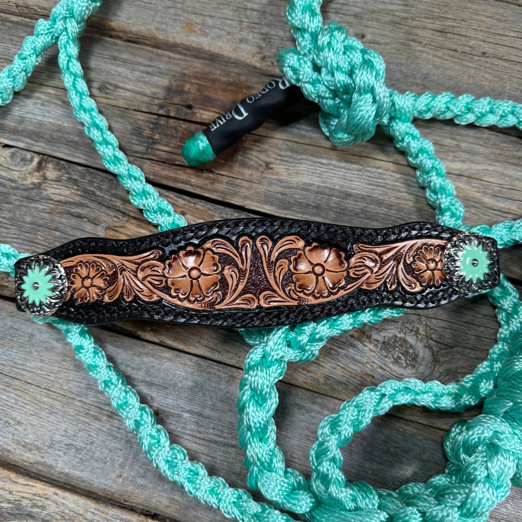 Turquoise Mule Tape Halter - Floral and Western #MT256 — view 2