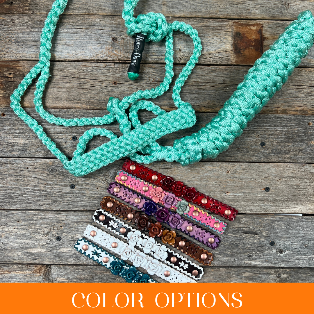 Rose - Turquoise Mule Tape Halter