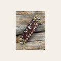 Medium Oil Copper Dot Bronc Noseband with Gold Lotus Flowers / Copper Topaz, AB, Peal European Crystal Conchos on a warm cream background