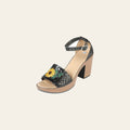 Mexican Artisanal Sandals Leather Black 603921 on a warm cream background