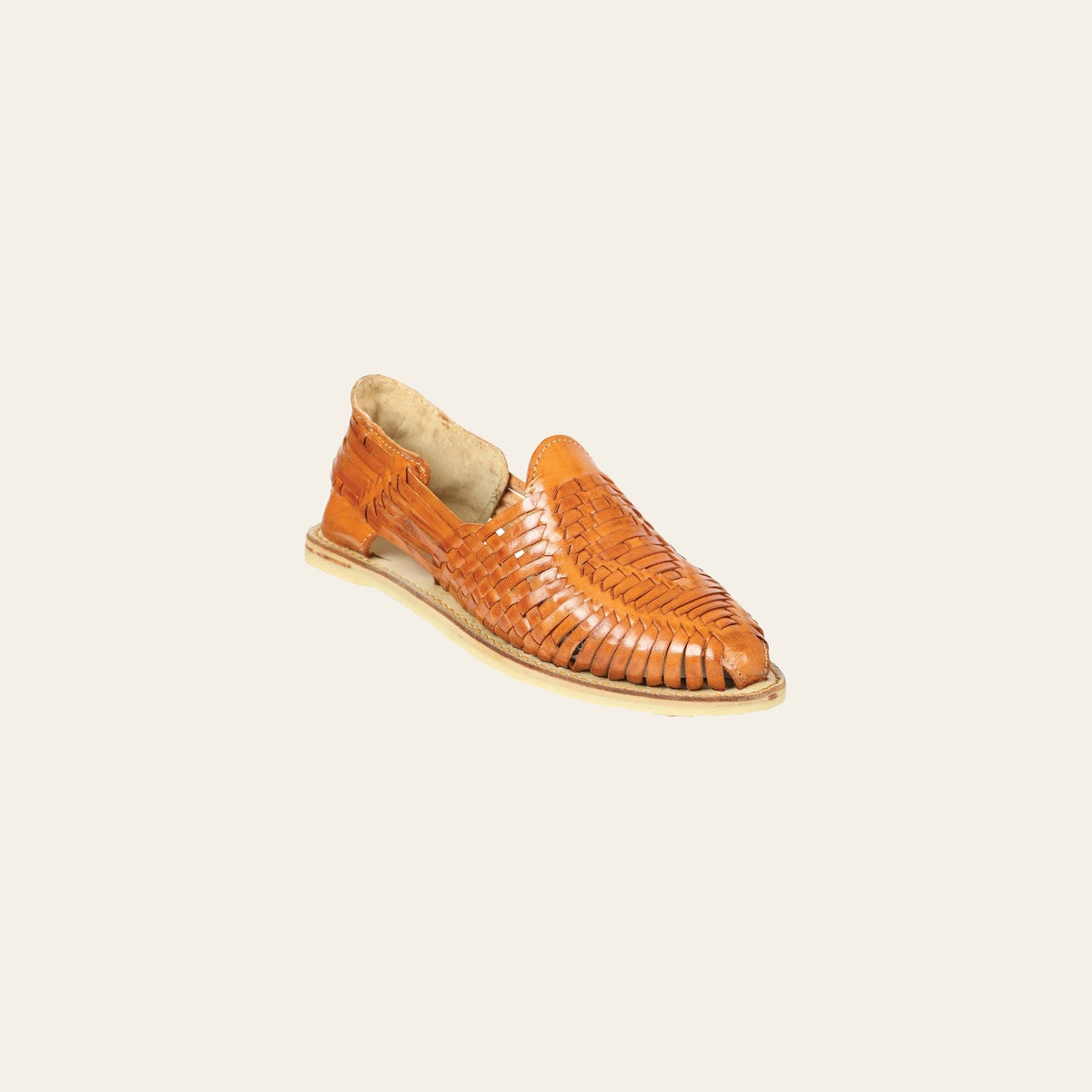 Mexican Artisanal Sandals Leather Tan 604016 on a warm cream background