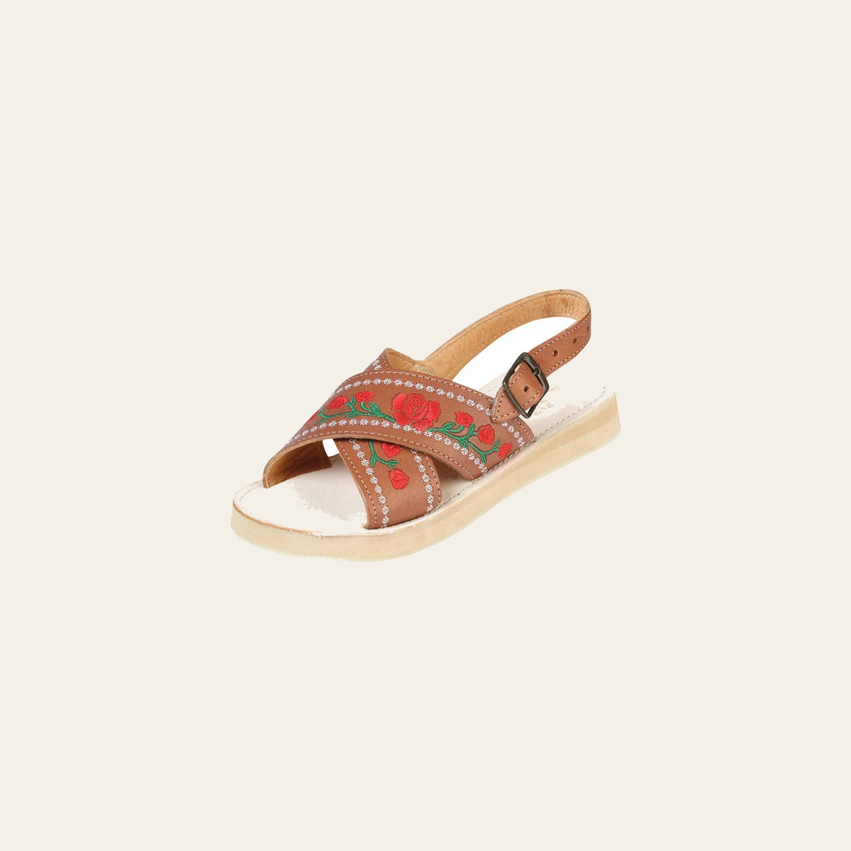 Mexican Artisanal Sandals Leather Tang 603927 on a warm cream background