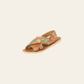 Mexican Artisanal Sandals Leather Walnut 604018 on a warm cream background