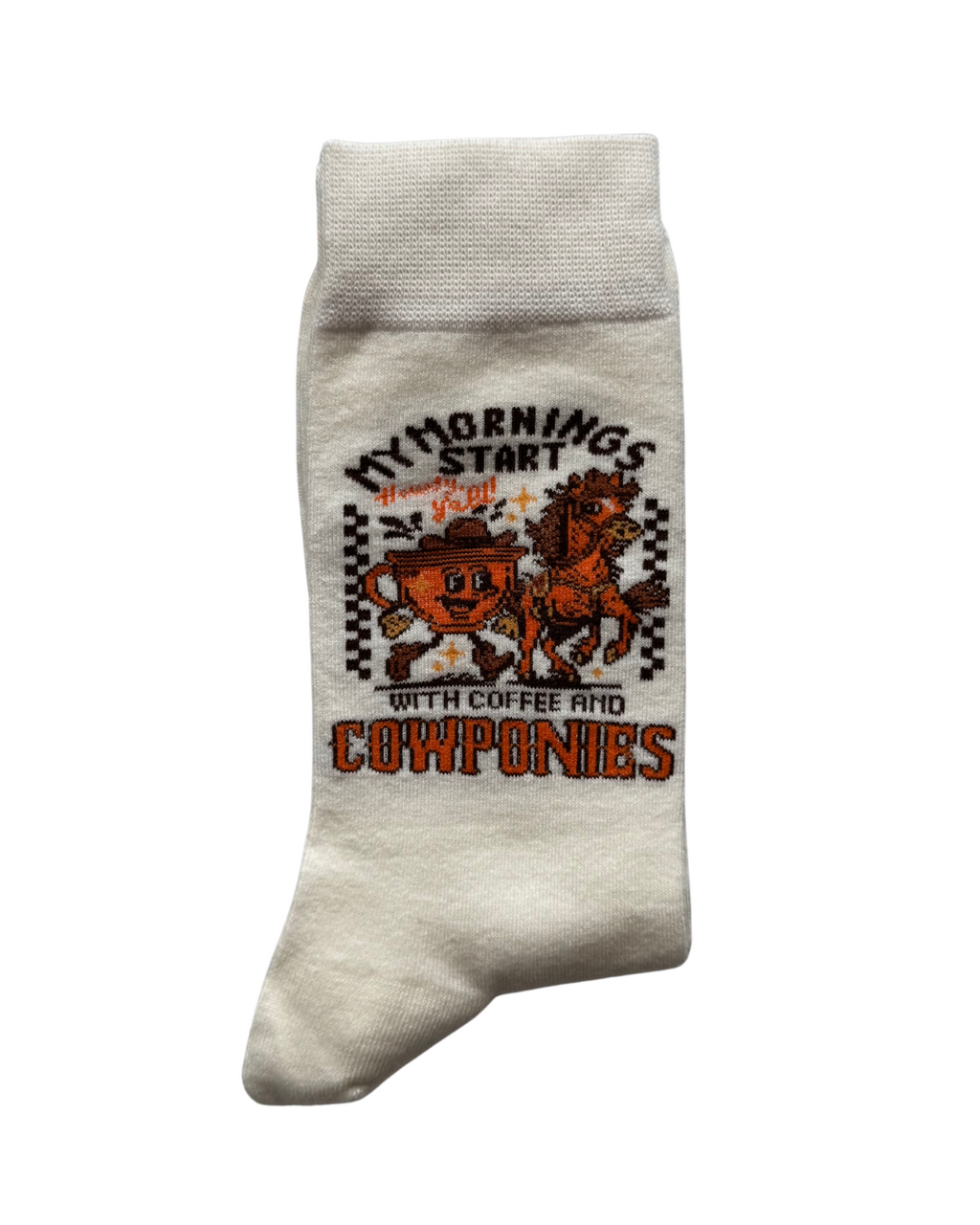 My Mornings Start With Coffee & Cowponies Socks — view 3