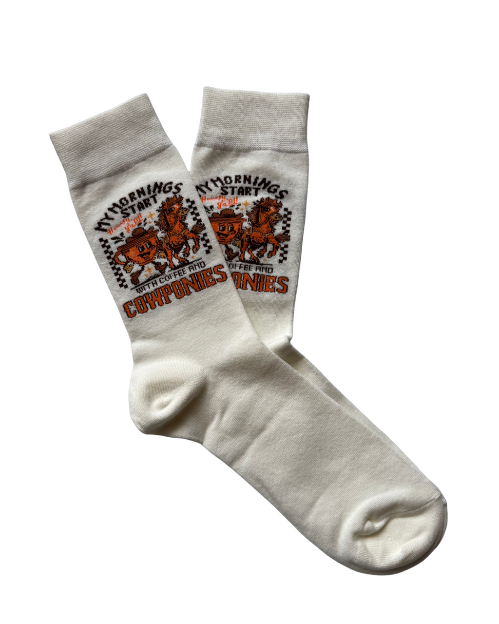 My Mornings Start With Coffee & Cowponies Socks — view 4