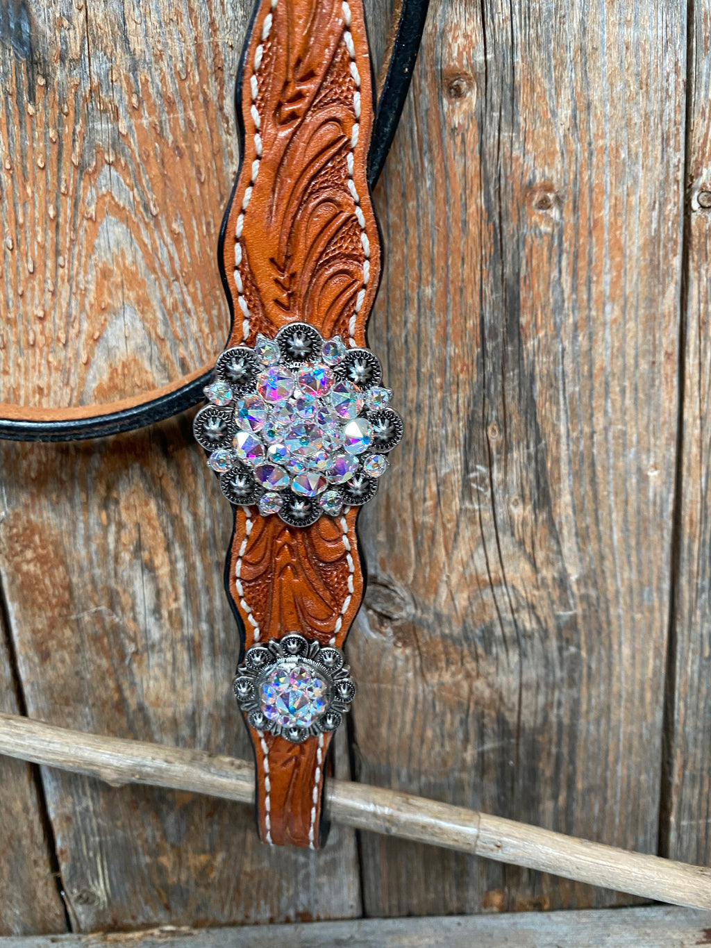 Light Oil and Antique Silver Browband & Breastcollar Tack Set #BBBC431 — view 4