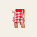 Off To The Races Checkered Wrap | Skort on a warm cream background