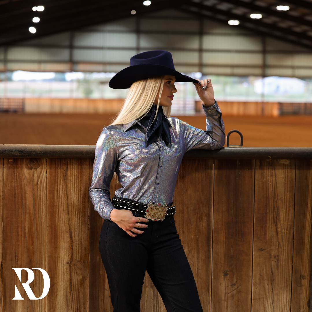 Periwinkle Sparkle Performance Rodeo Shirt — view 3