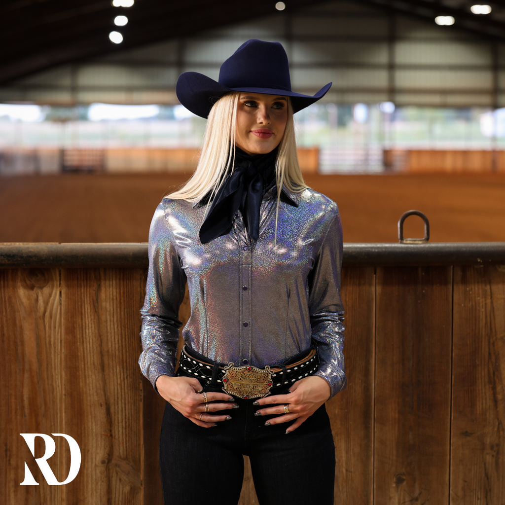 Periwinkle Sparkle Performance Rodeo Shirt — view 2