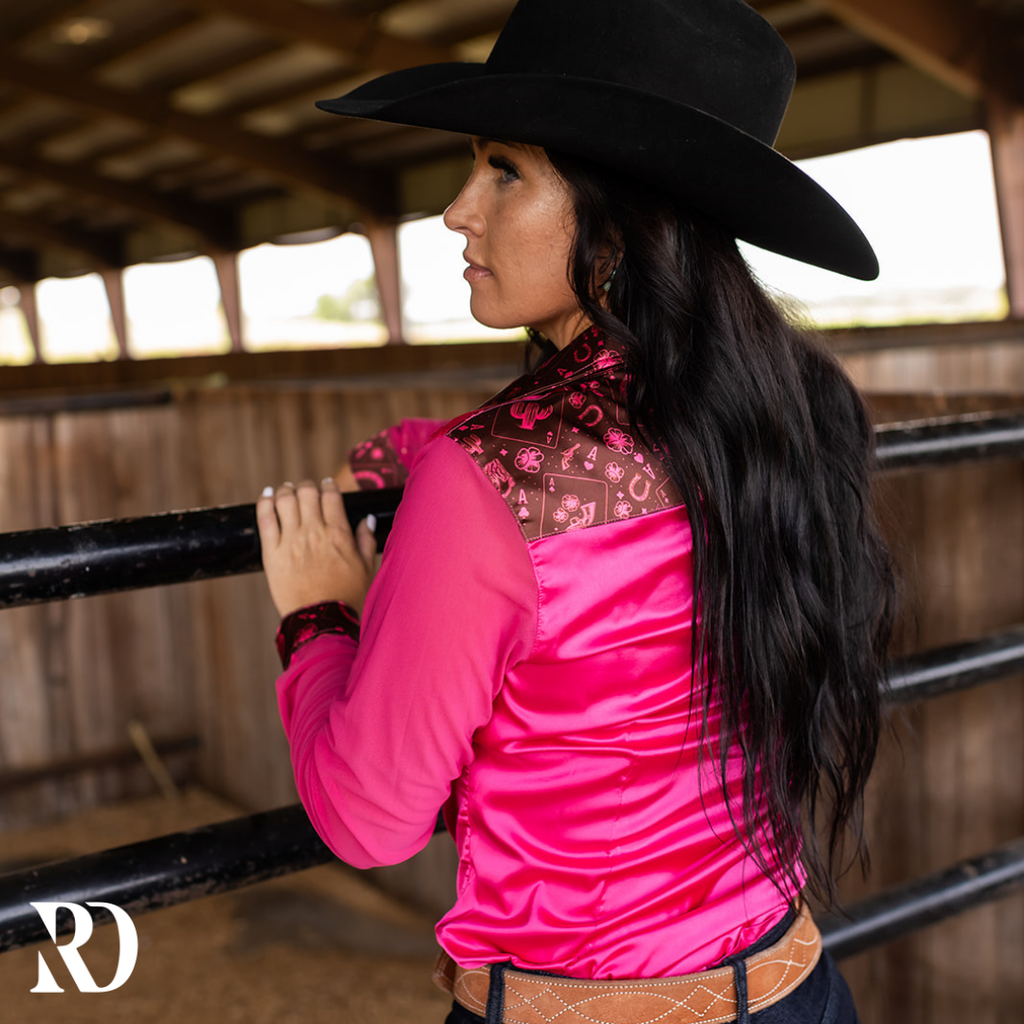 Pink Pistol Satin Mesh Performance Rodeo Shirt — view 2