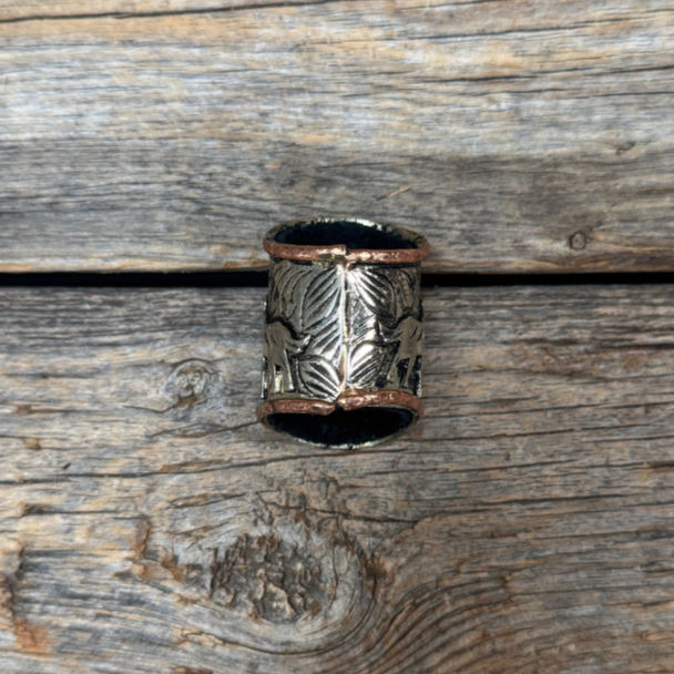 Silver Engraved Coyote N' Cactus Wild Rag Slide #PS104