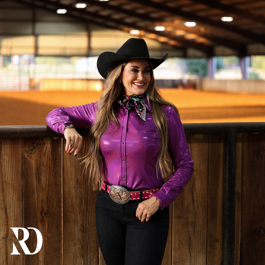 Purple Sparkle Performance Rodeo Shirt — view 2