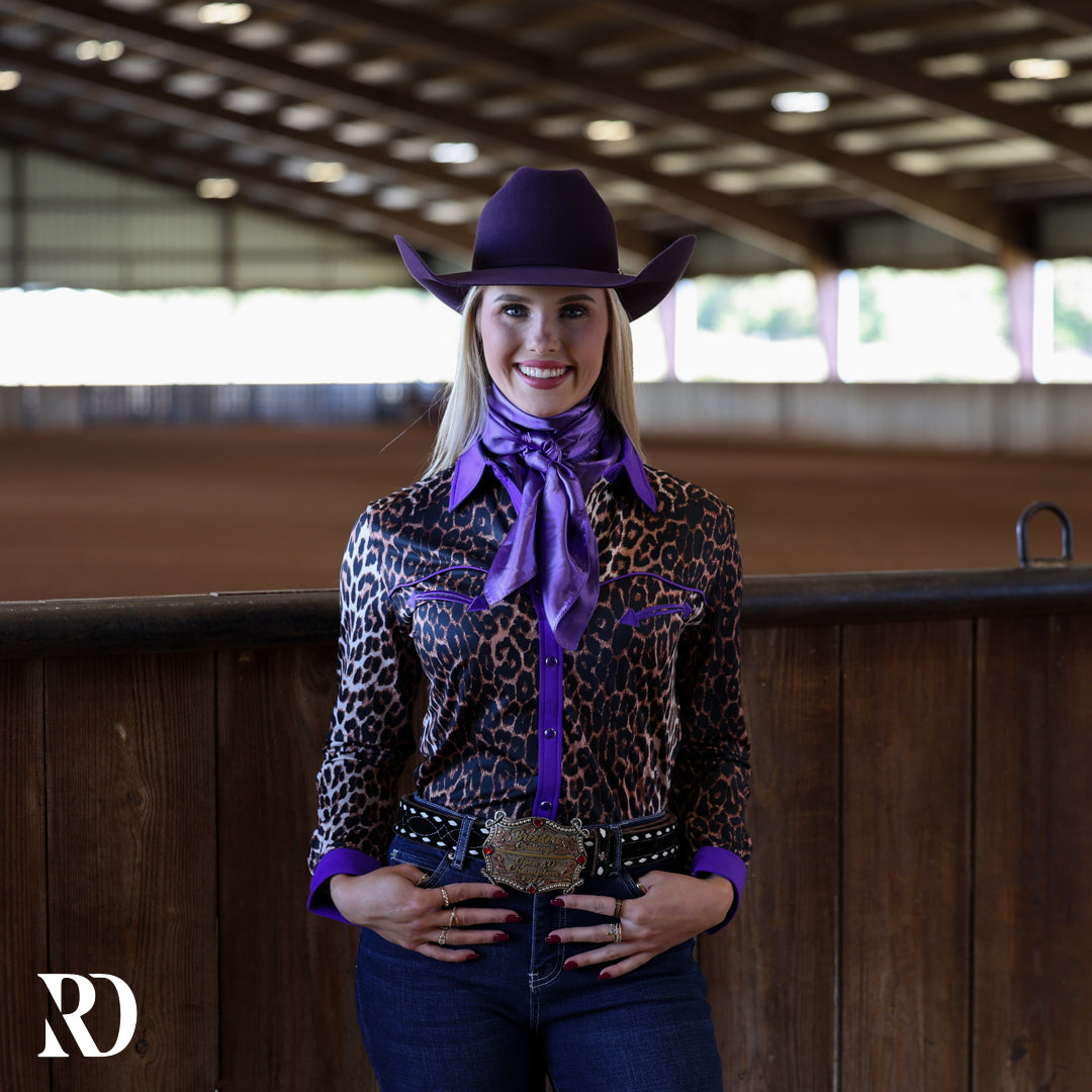 Purple Leopard Performance Rodeo Shirt — view 2