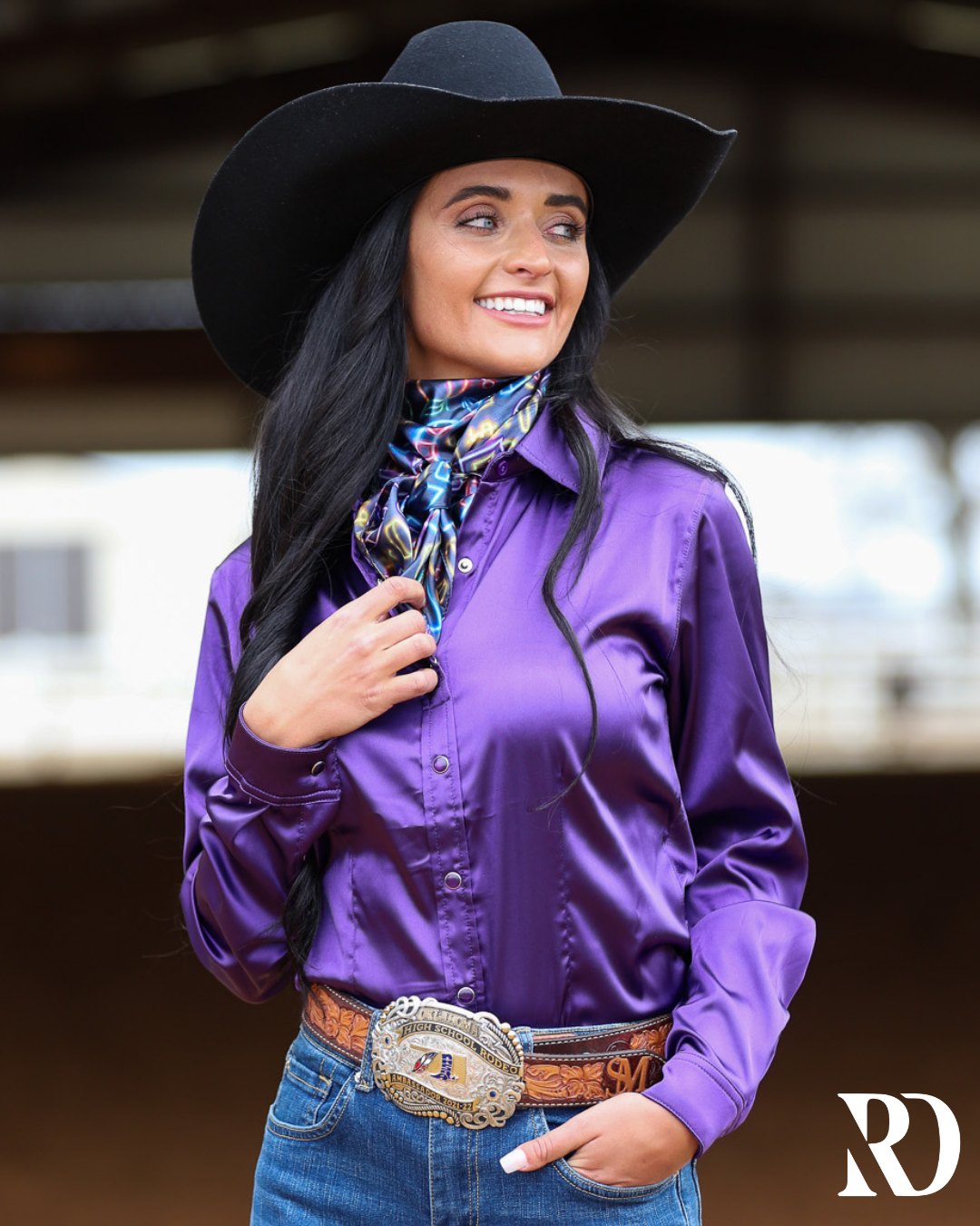 Purple Satin Performance Rodeo Shirt — view 2