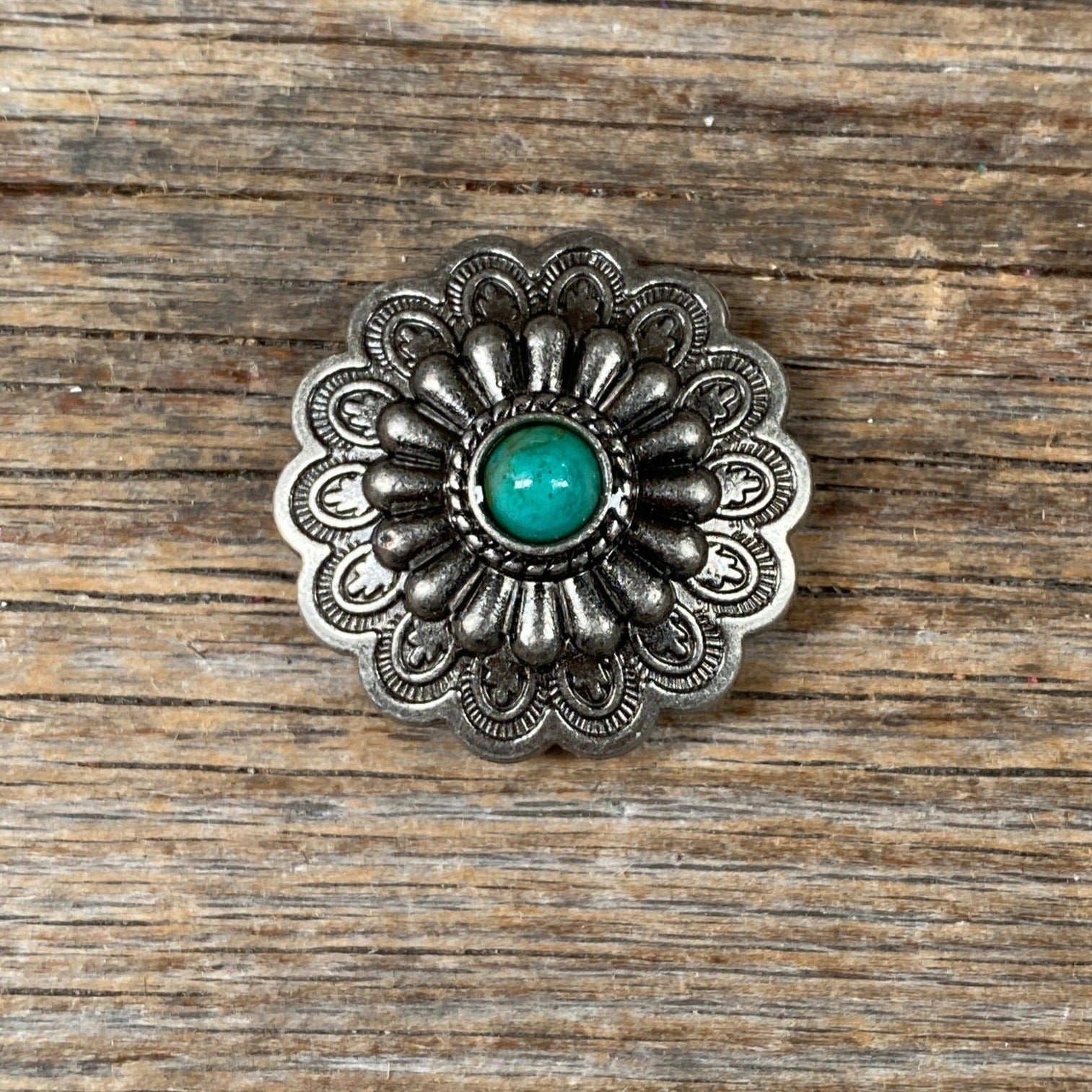 Antique Silver Green Turquoise Concho 1" W203SX