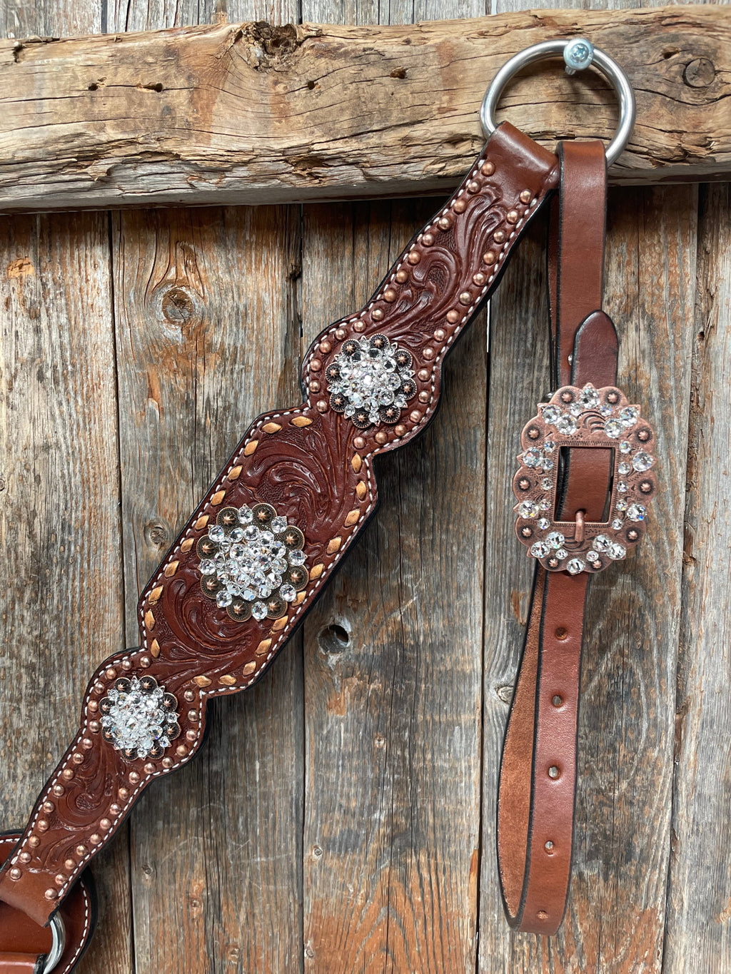 Medium Oil Copper Buckstitch Clear One Ear & Breastcollar Tack Set #OEBC450 — view 4