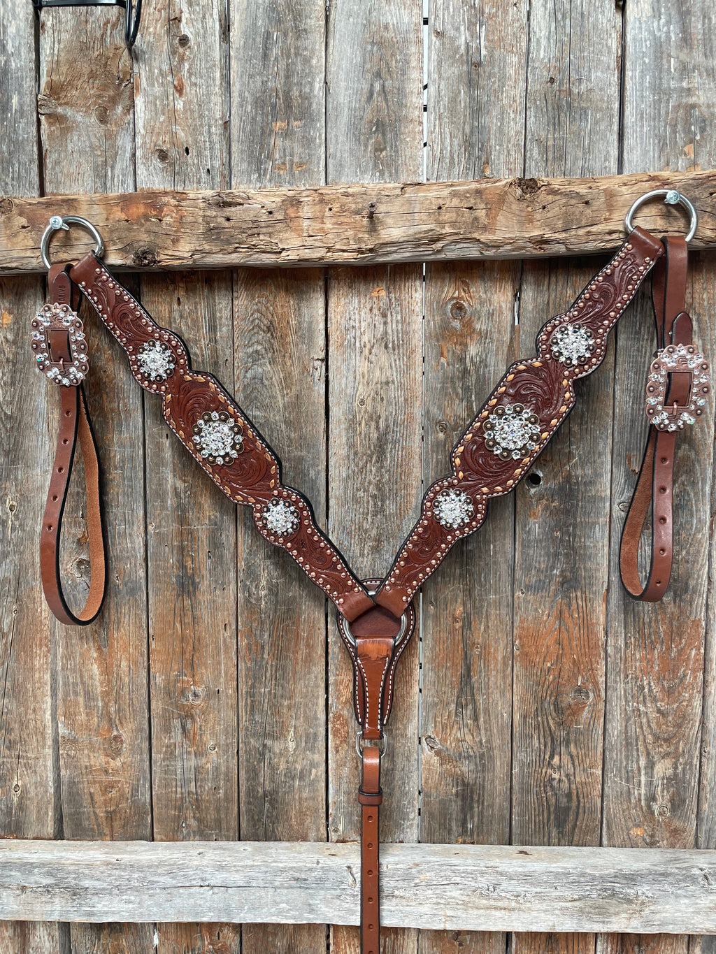 Medium Oil Copper Buckstitch Clear One Ear & Breastcollar Tack Set #OEBC450 — view 3