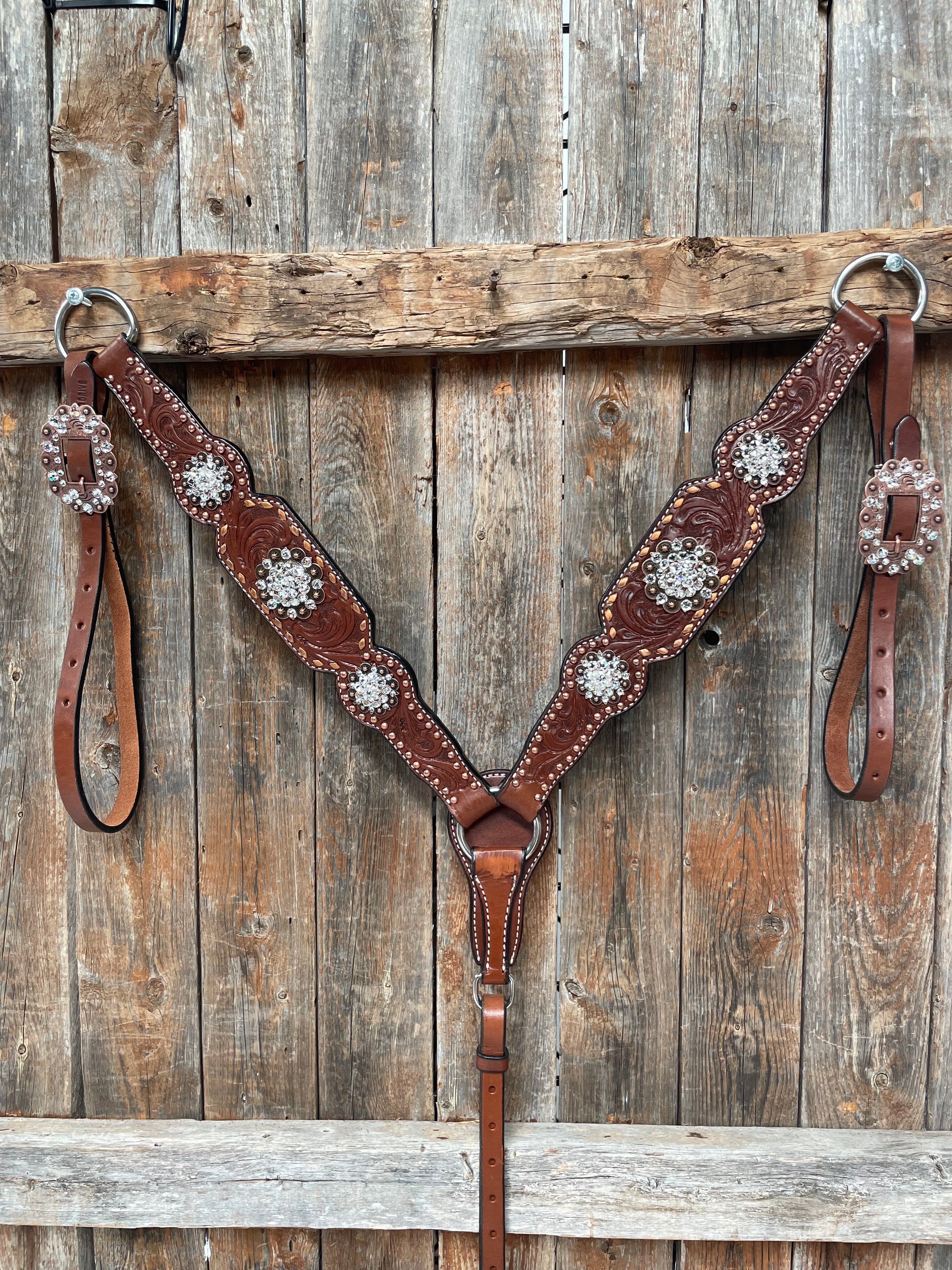 Medium Oil Copper Buckstitch Clear One Ear & Breastcollar Tack Set #OEBC450 — view 3