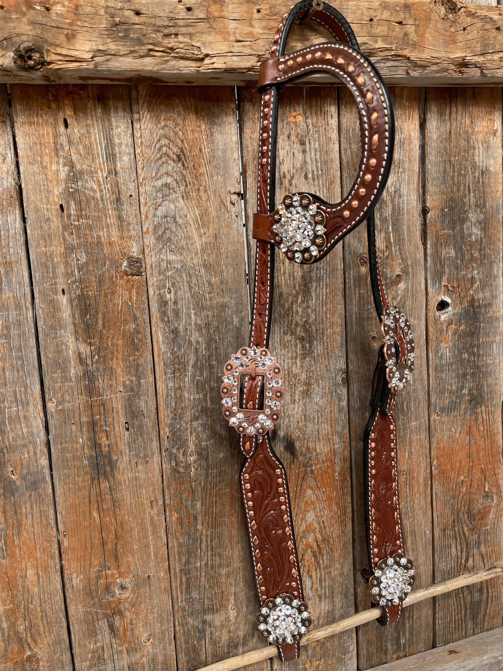 Medium Oil Copper Buckstitch Clear One Ear & Breastcollar Tack Set #OEBC450 — view 5