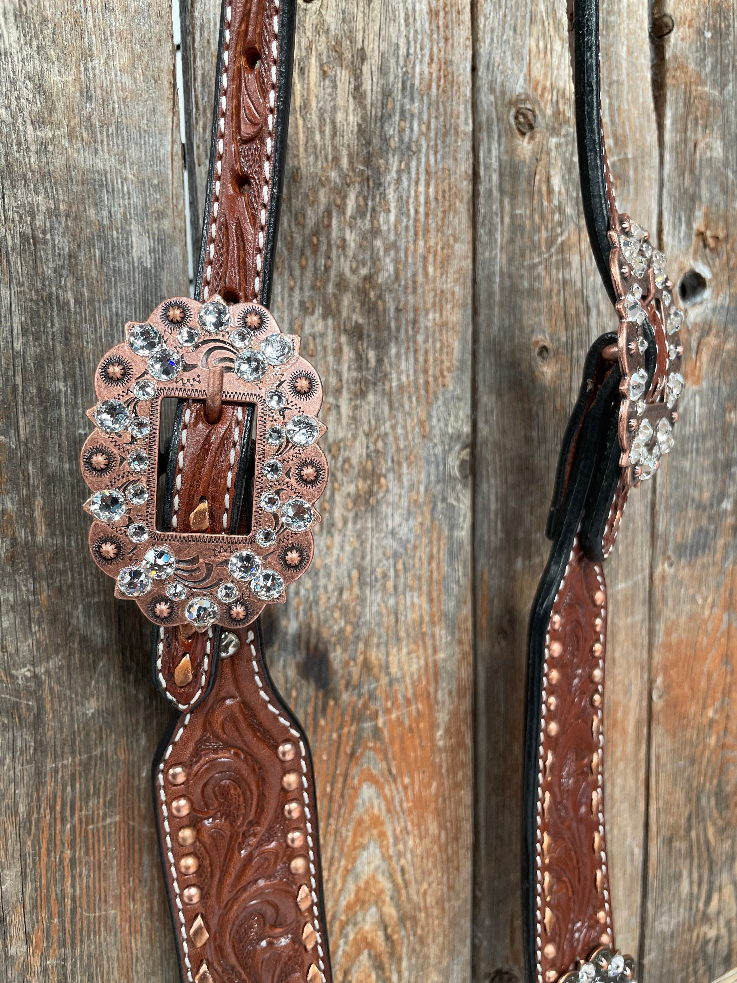 Medium Oil Copper Buckstitch Clear One Ear & Breastcollar Tack Set #OEBC450 — view 7