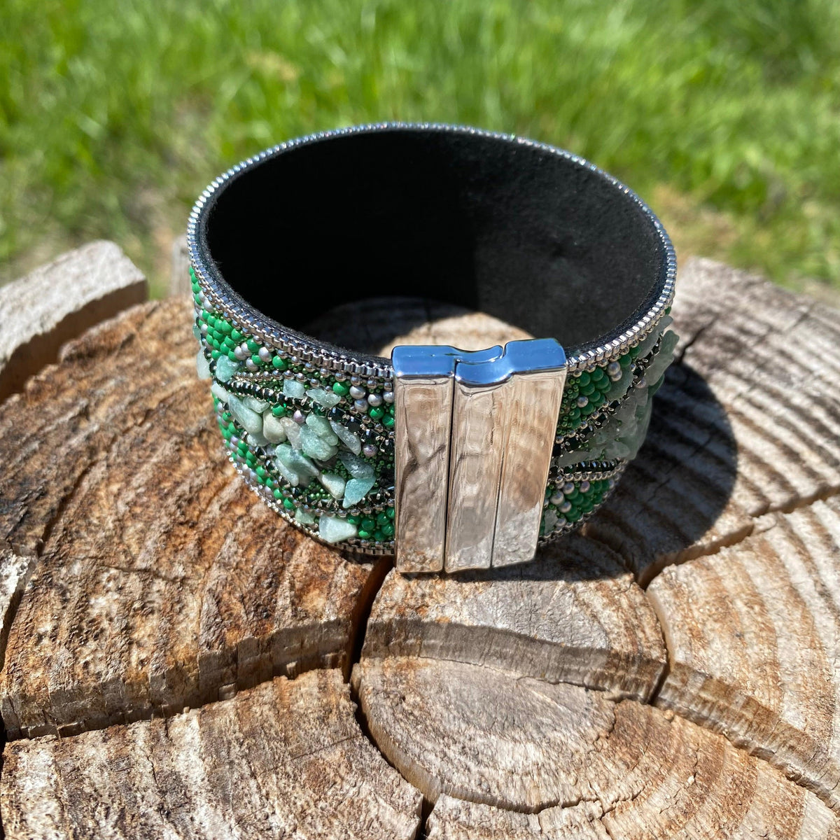 Green Bead and Stone Fashion Bracelet XI110