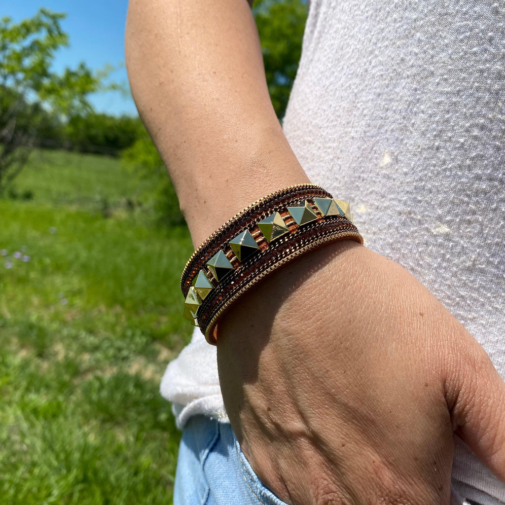 Brown & Gold Studded Fashion Bracelet XI104