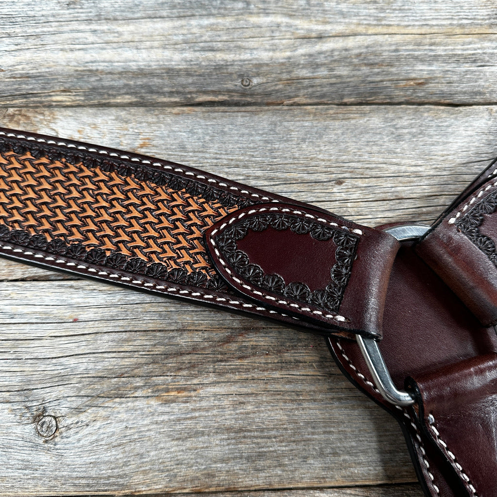 Foxtail Tooled Two Tone Browband / One Ear Breastcollar Tack Sets — view 3