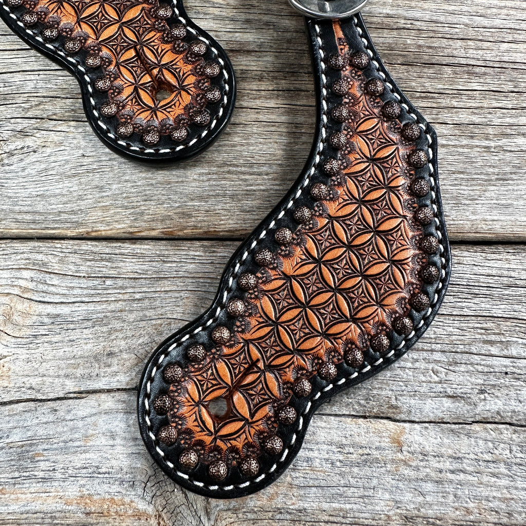Two Tone Honeycomb Tooled Spur Straps — view 2