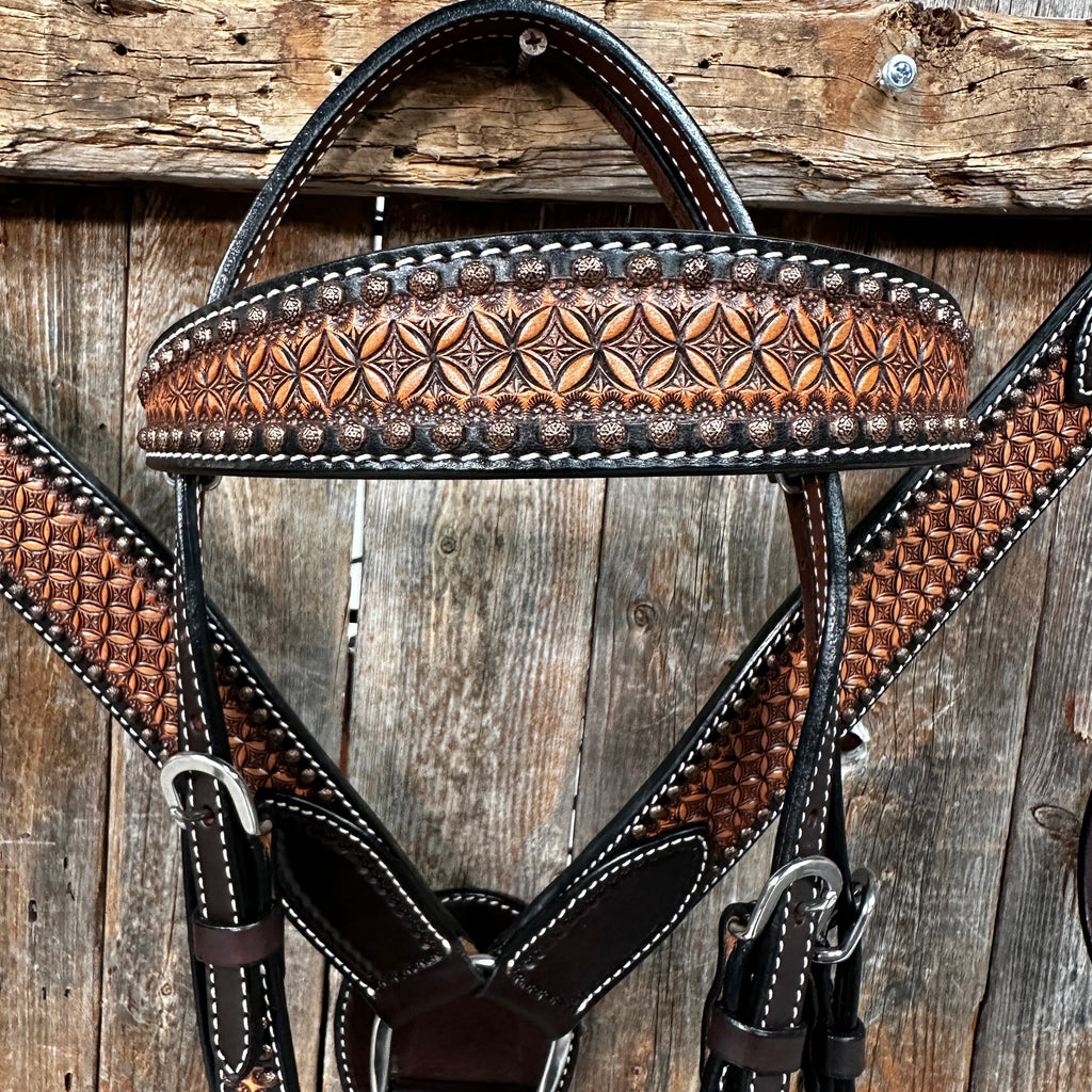 Two Tone Honeycomb Browband / One Ear Breastcollar Tack Sets — view 3