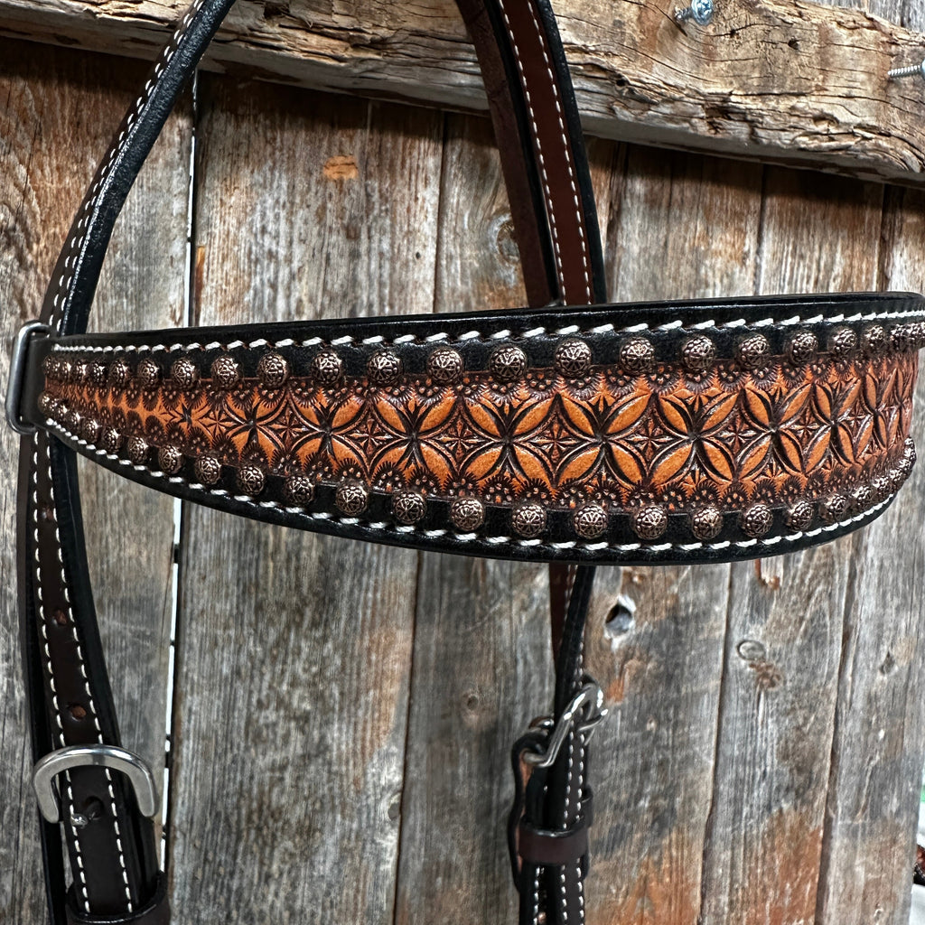 Two Tone Honeycomb Browband Headstall / Bridle #24329 — view 3